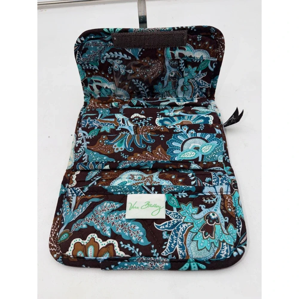 Vera Bradley Night and Day Quilted Cotton Trifold Wallet Retired Java Teal - Picture 7 of 7